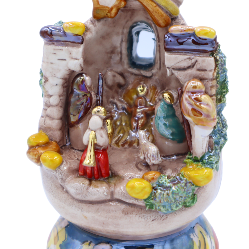 Rzeźby, jajko, w ceramice Caltagirone, dekoracje w 24k mint gold, h13,5 cm approx. Mod NF - 