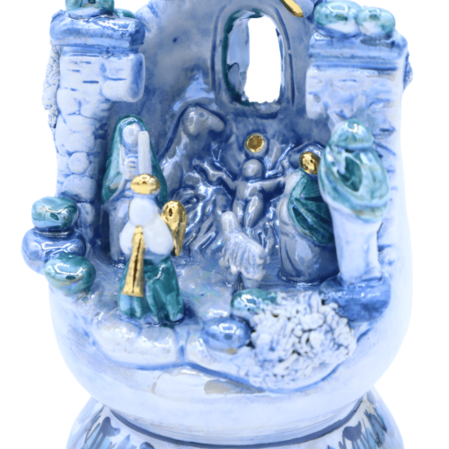 Craftsmanship, ei, in goede keramiek van Caltagirone, decoraties in 24k mint goud, h14 cm approx. Mod NF -  2