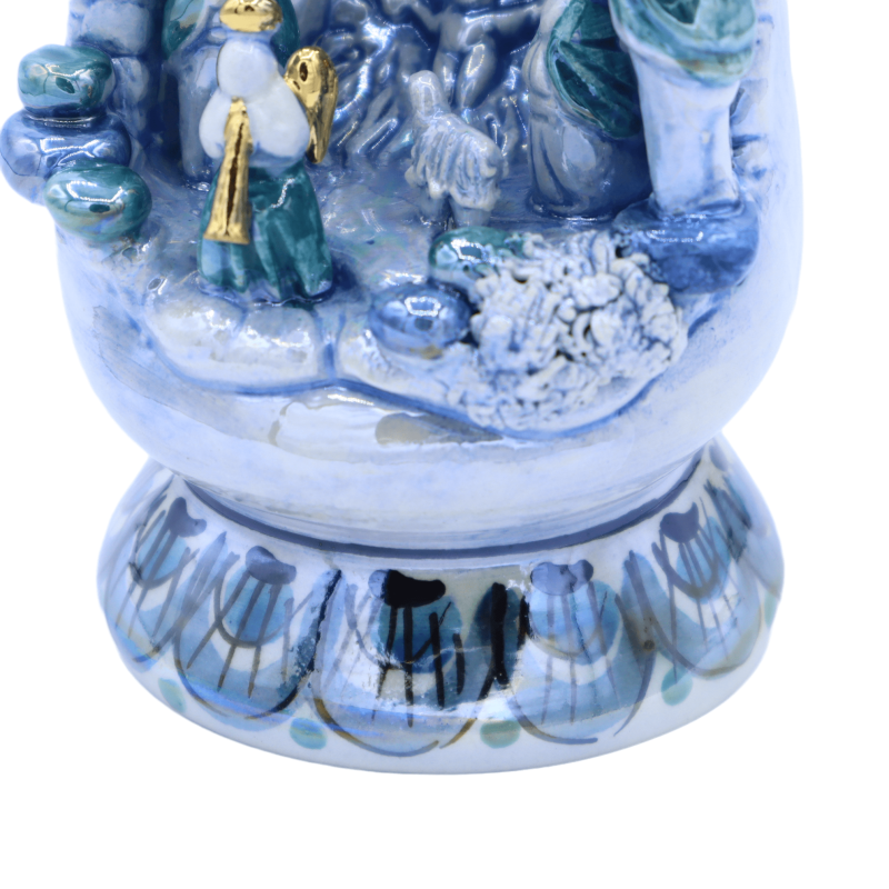 Hantverk, ägg, i fin keramik av Caltagirone, dekorationer i 24k mint guld, h14 cm ca. Mod NF - 