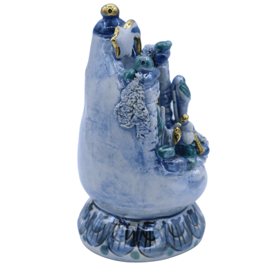 Hantverk, ägg, i fin keramik av Caltagirone, dekorationer i 24k mint guld, h14 cm ca. Mod NF - 