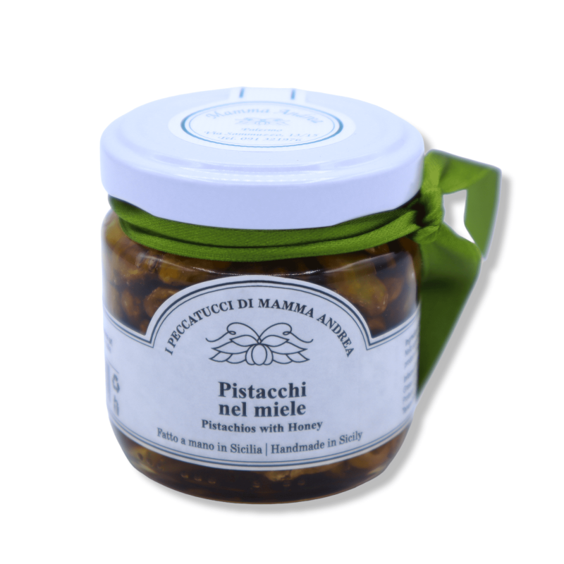 Sicilian pistachios, in honey 125g - 