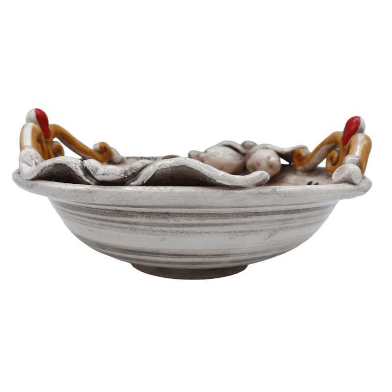 Centre de table en céramique de Caltagirone, décor rouge XVIIème siècle, diamètre environ 26 cm. Mod RP - 