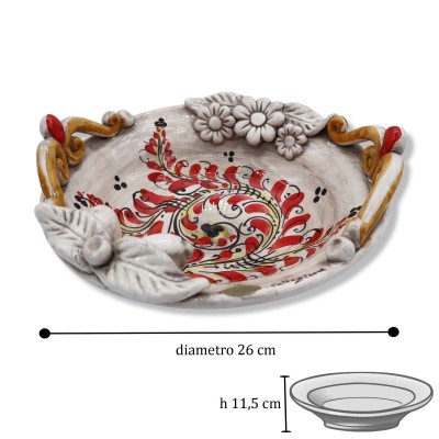 Centre de table en céramique de Caltagirone, décor rouge XVIIème siècle, diamètre environ 26 cm. Mod RP - 