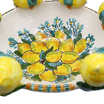 Ceramic Centerpiece Caltagirone, decoratie groene golven en citroenenmotif, diameter 38,5 cm approx. Modder AK - 