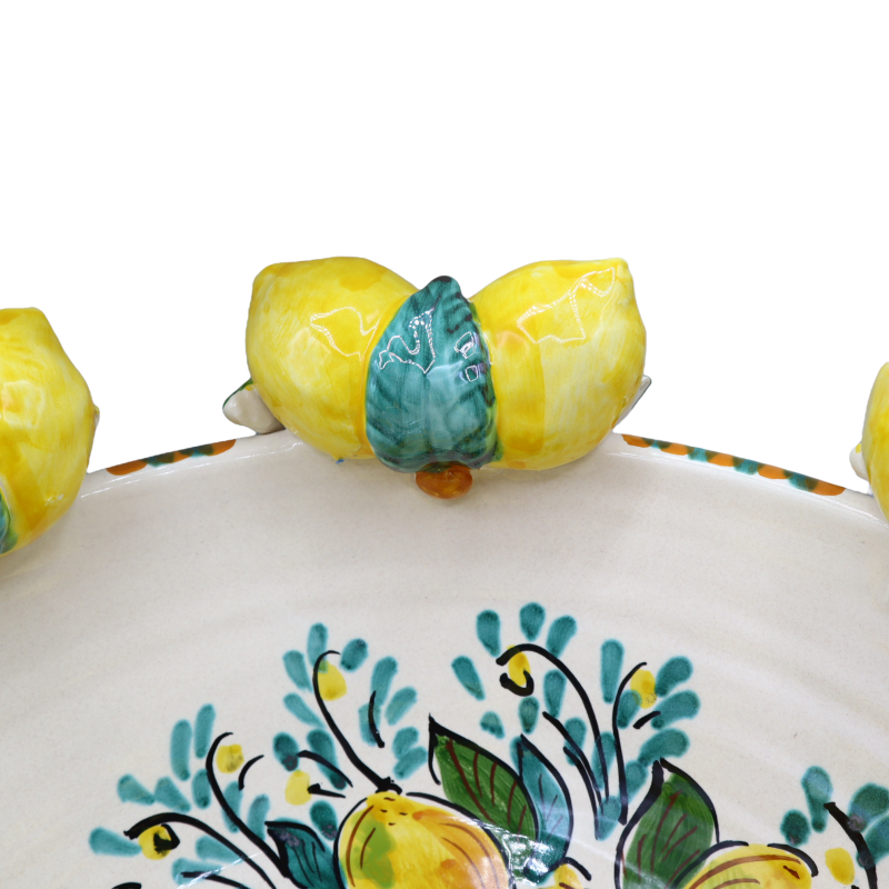 Keramiskt centrum Caltagirone, dekoration gröna vågor och citronmotiv, diameter 38,5 cm ca. Mod AK - 