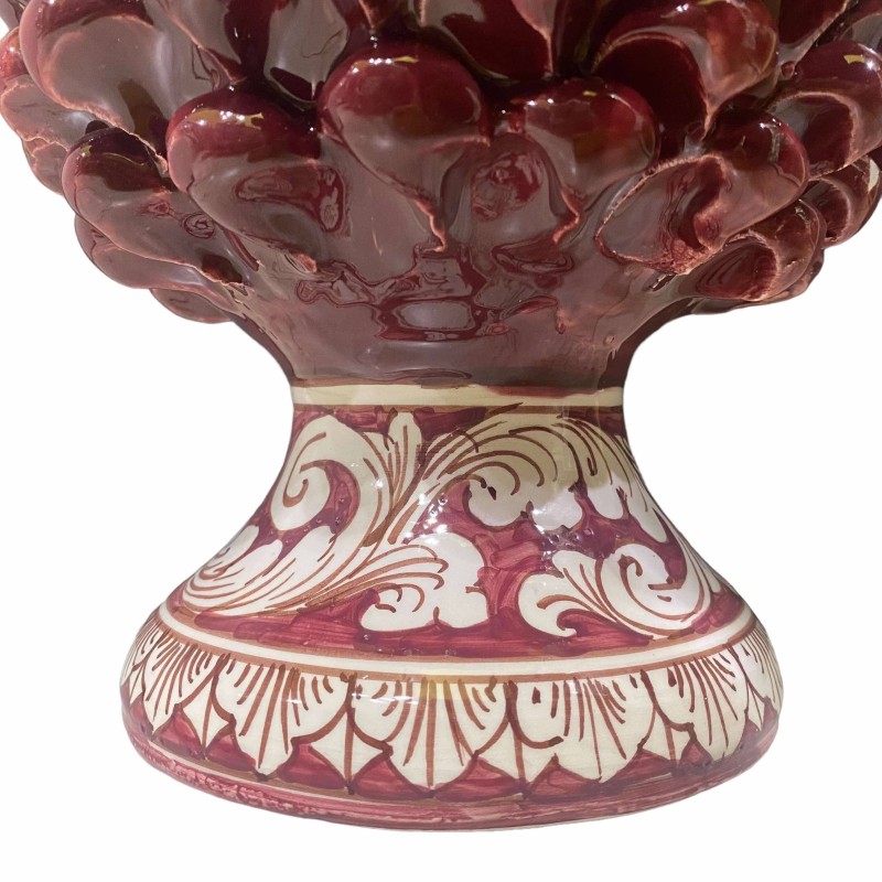 Pomme de pin sicilienne en céramique Caltagirone avec option h 25 cm ou h 30 cm environ. (1pc) Tige décoration baroque b