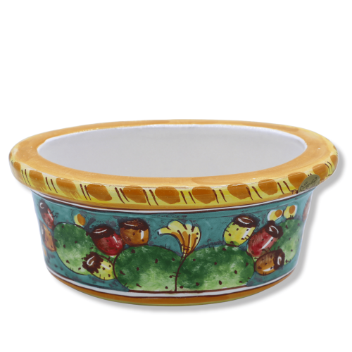 Cassetta vaso ovale in Ceramica Caltagirone decoro ficodindia, in 2 opzioni dimensioni - (1Unità) - 