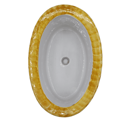 Ovale Vase aus Keramik von Caltagirone, L 23 x 15, Barockdekor auf burgunderfarbenem Hintergrund - 