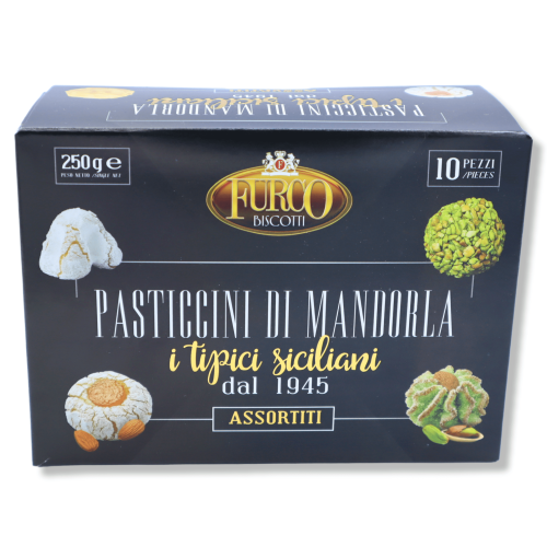 Pasticcini di Mandorla "i tipici Siciliani", in Box assortiti, 250g -