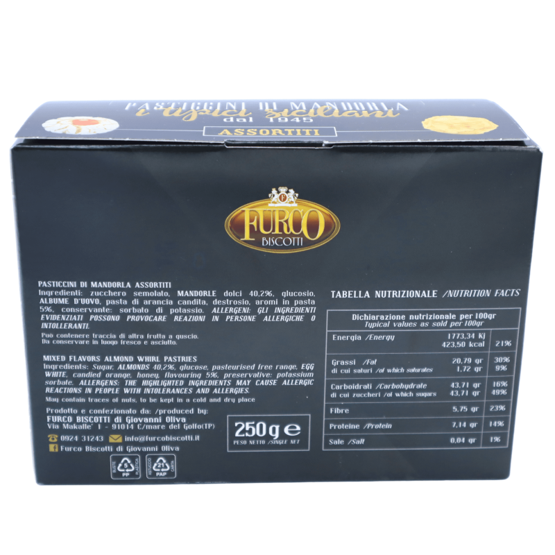 Almond pastries "typical Sicilians", in assorted boxes, 250g - 