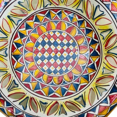 Gewellter und perforierter Obstschalen-Mittelständer, Caltagirone-Keramik, 3 Größenoptionen (1 Stück), sizilianische Dek