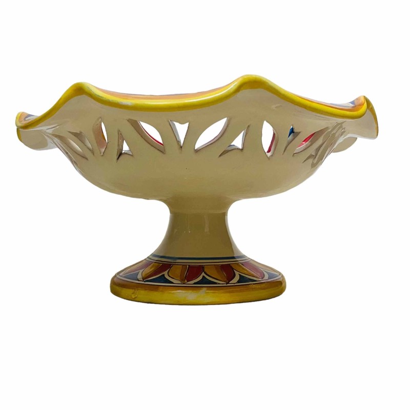 Gewellter und perforierter Obstschalen-Mittelständer, Caltagirone-Keramik, 3 Größenoptionen (1 Stück), sizilianische Dek