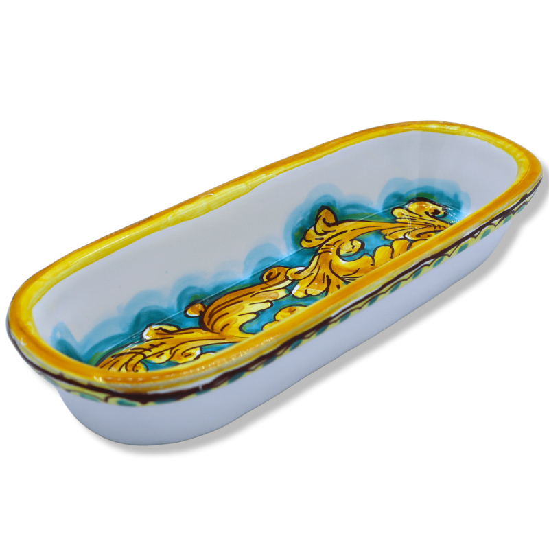 Cuenco ovalado, cerámica de Caltagirone, vaciador de bolsillo / porta peine, L 25 x 10 cm aprox. (1 pieza) varias decora
