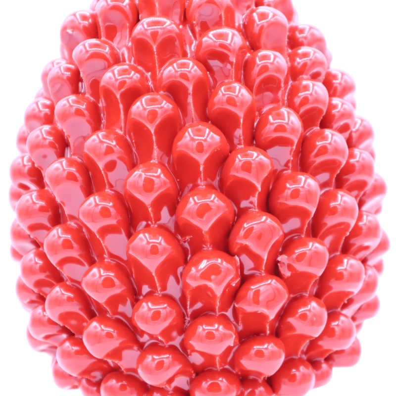 Sizilianischer Tannenzapfen aus Caltagirone-Keramik mit der Option ca. 25 cm oder 30 cm hoch. (1 Stück) Roter, barocker 