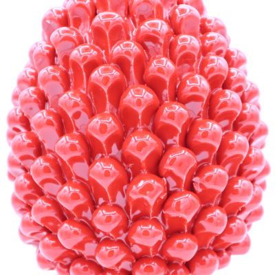 Sizilianischer Tannenzapfen aus Caltagirone-Keramik mit der Option ca. 25 cm oder 30 cm hoch. (1 Stück) Roter, barocker 