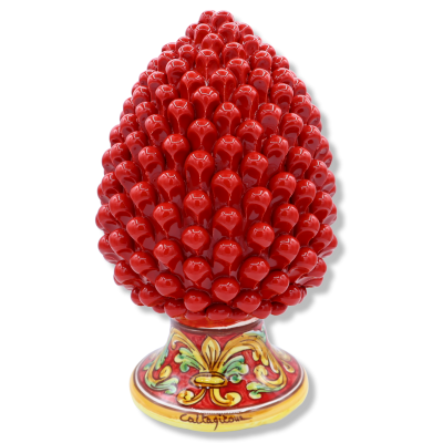Sicylian Pigna w Ceramica di Caltagirone, czerwony z dekoracją baroku, h 30 cm approx. TD - 