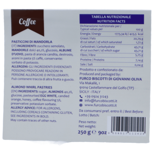 Pastéis de Amêndoa com Café, 250g -  2