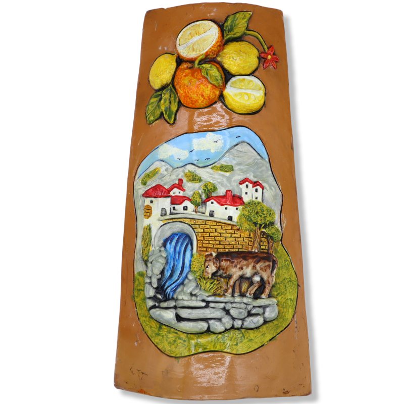 Ceramica Siciliana kakel med lättnader, h 30 cm, tillgänglig med olika dekorationer - Mod MB - 
