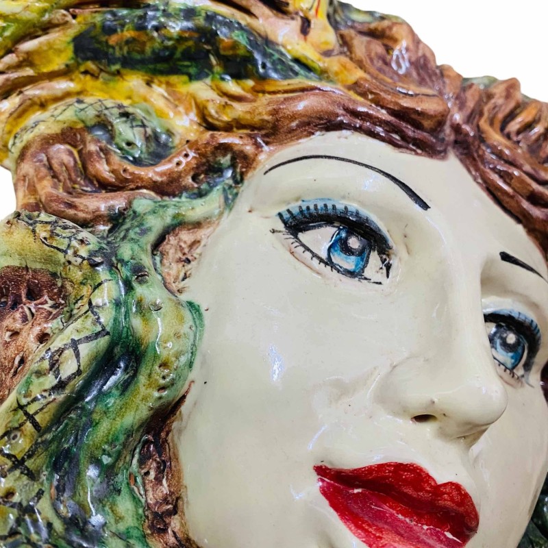 Figuras mitológicas, Cabeza de Medusa en cerámica Caltagirone - Medidas cm 28 h23 - 