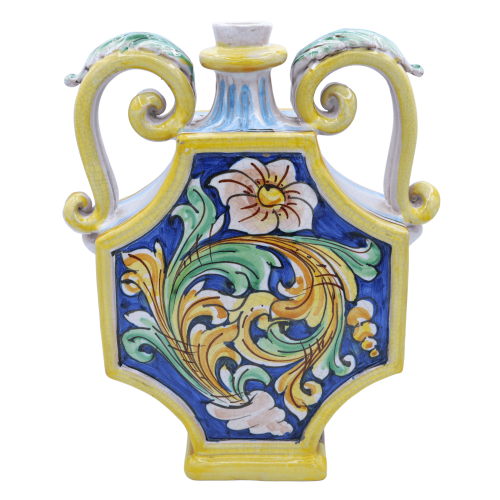 Fiasco keramisk korg Caltagirone, dekorerad i lättnad och barock med Craquelé effekt, h 30 cm x bredd 25 cm ca. Mod RP - 2