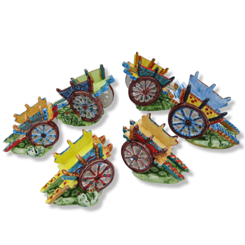 Sizilianischer Keramikwagen Caltagirone, 2 Größenoptionen und zufällige Dekoration/Farbe (1 Stück) - 