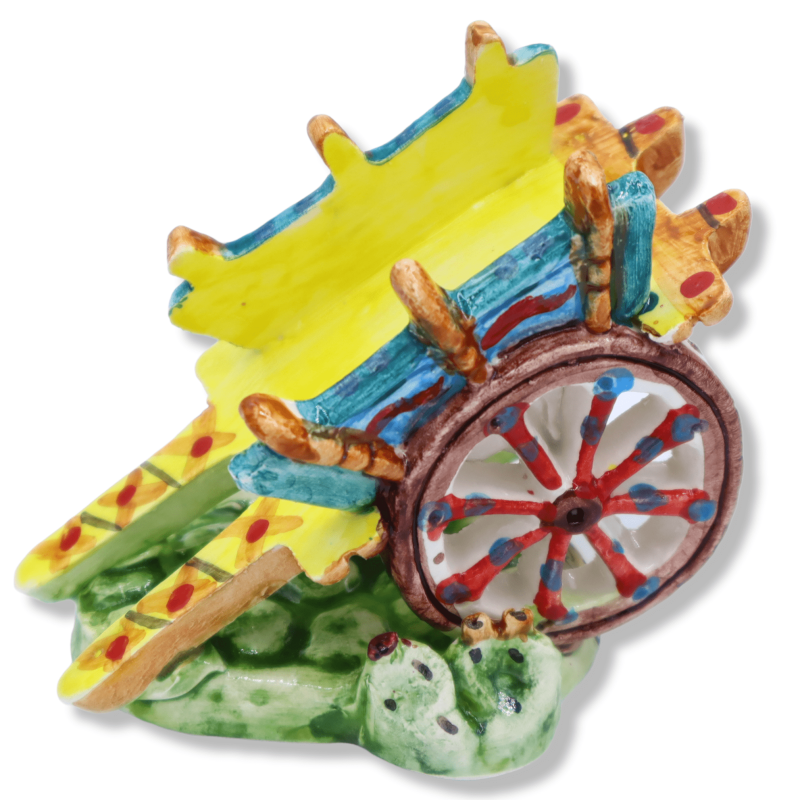 Sicilian cart in Caltagirone ceramic, random decorations available in two sizes - Mod BR assorted colors - 