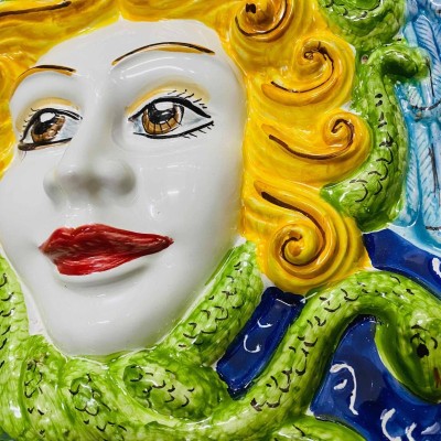 Figuras mitológicas, disco Medusa de cerámica siciliana - Mide unos 35 cm de diámetro - 