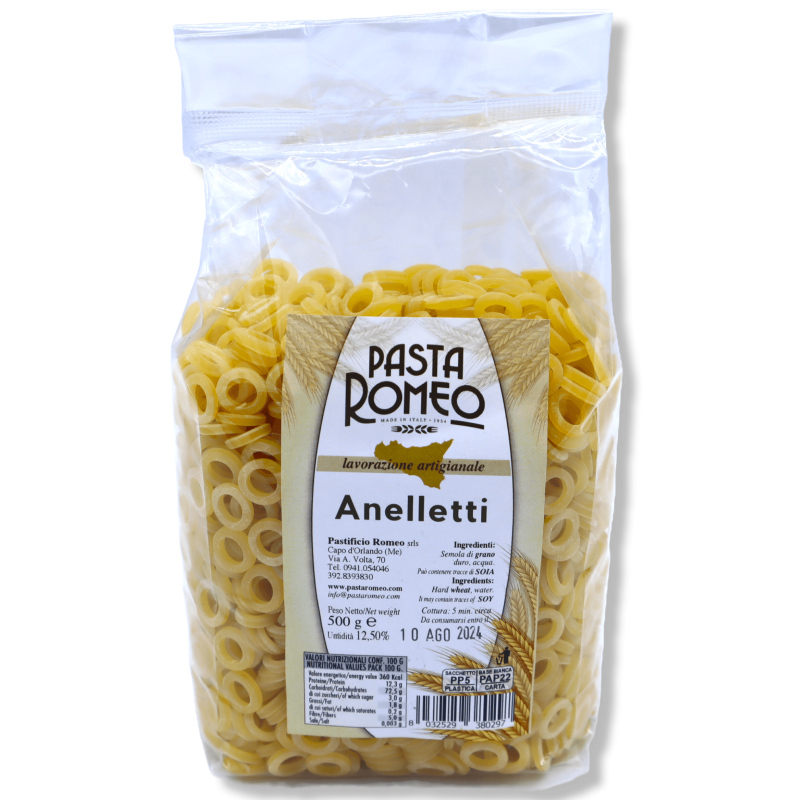 Pasta Artigianale Siciliana Anelletti, 500g - 