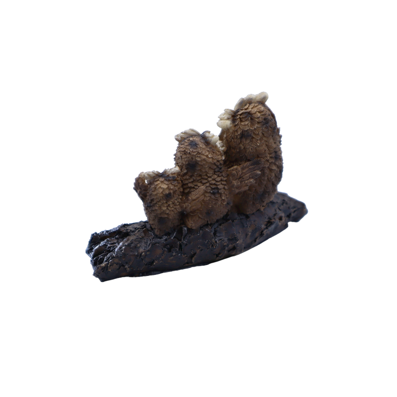 Trio di Gufi su Ramo in resin, 7 cm width 10 cm approx. - 