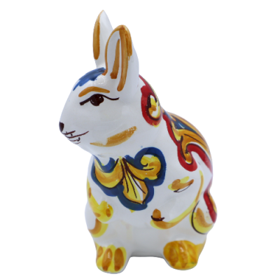 Stehender Hase aus Caltagirone-Keramik, barocke Dekoration – Maße ca. H14x10x7 cm. TD-Mod - 