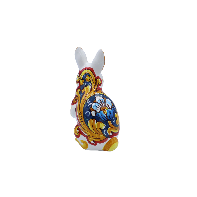 Coelho de pé em cerâmica Caltagirone, decoração barroca - Dimensões aprox.h14x10x7 cm. Mod TD - 
