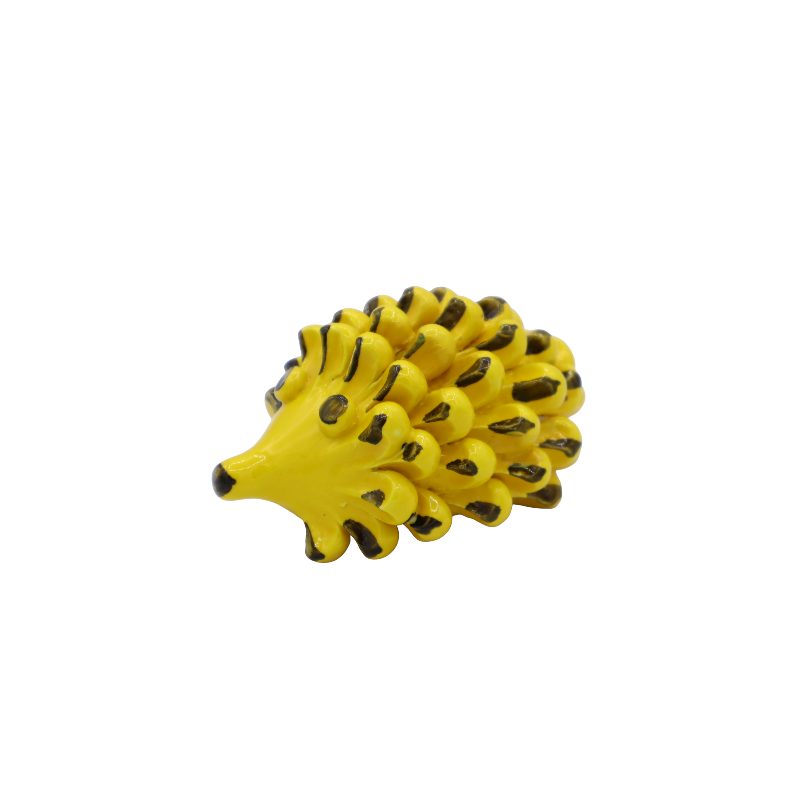Sicilian ceramic hedgehog, made and decorated by hand, yellow background, various sizes, Mod NL - 