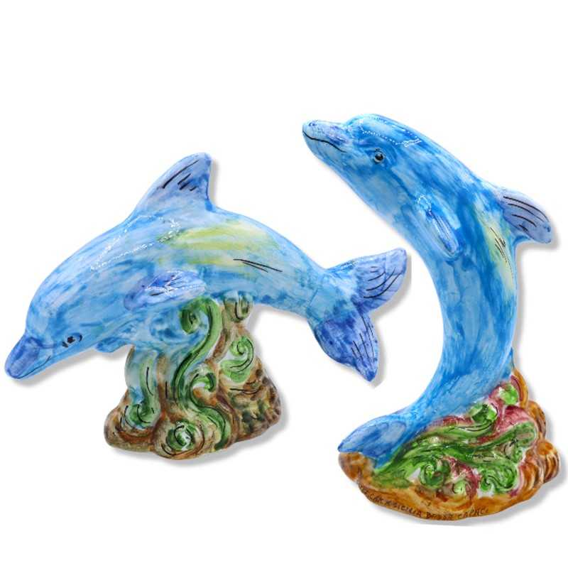 Delfino in ceramica siciliana decorato a mano - Due modelli disponibili Mod GR - 