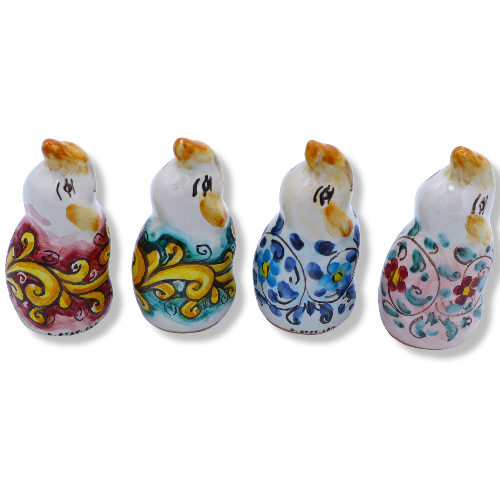 Elefant aus feiner sizilianischer Keramik, zufällige Dekoration und Farbe, H8 cm ca. Mod AMA -  2