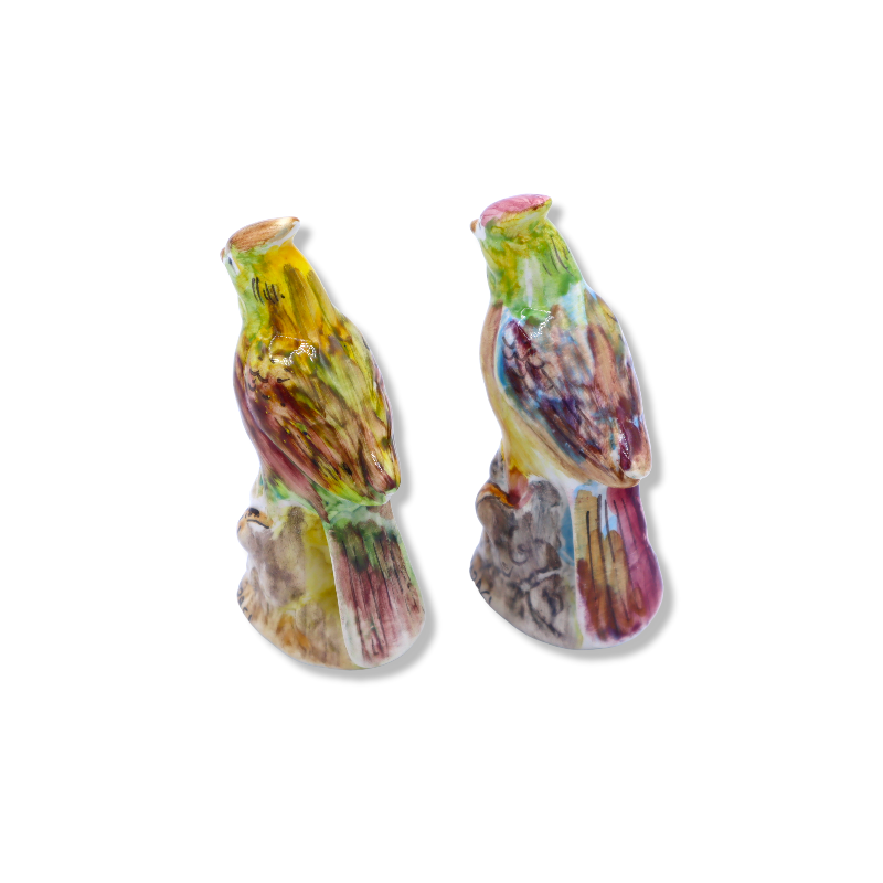 Pintassilgo em fina cerâmica siciliana decorada à mão - Cor aleatória - Mede cerca de 11x6 cm Mod GR - 