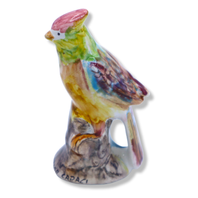 Pintassilgo em fina cerâmica siciliana decorada à mão - Cor aleatória - Mede cerca de 11x6 cm Mod GR - 