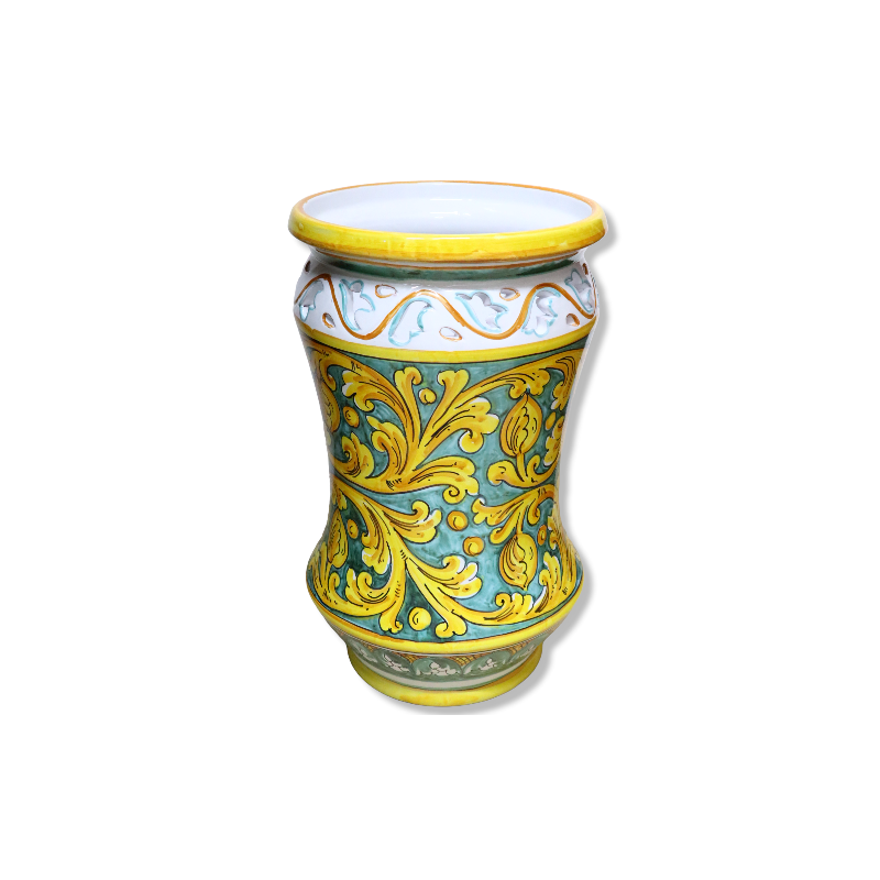 Albarello umbrella stand in perforated Caltagirone ceramic, baroque decoration, h 50 cm approx. Mod GR - 