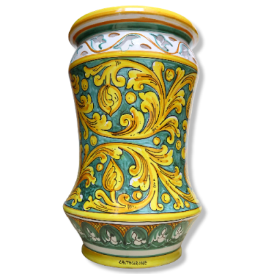 Porta guarda-chuva Albarello em cerâmica Caltagirone perfurada, decoração barroca, altura 50 cm aprox. Mod GR - 