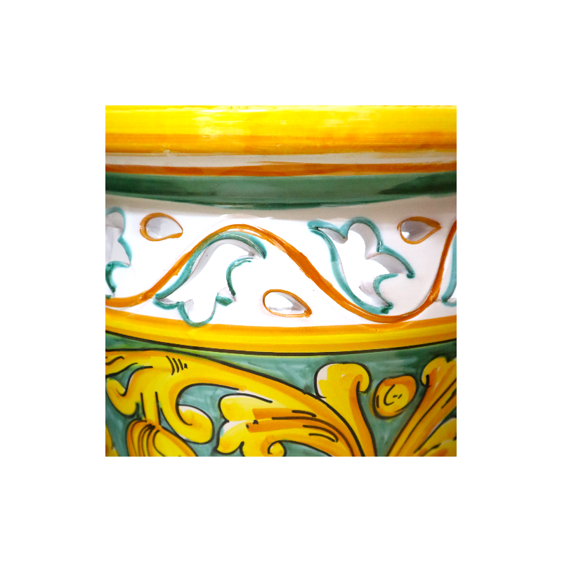 Albarello-Schirmständer aus perforierter Caltagirone-Keramik, Barockdekor, ca. H 50 cm. Mod GR - 
