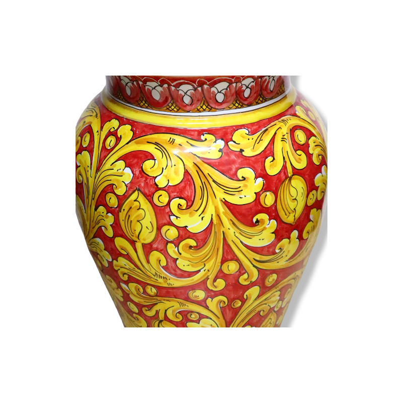 Paragüero grande, altura aproximada: 50 cm. Decoración barroca, fondo rojo. - 