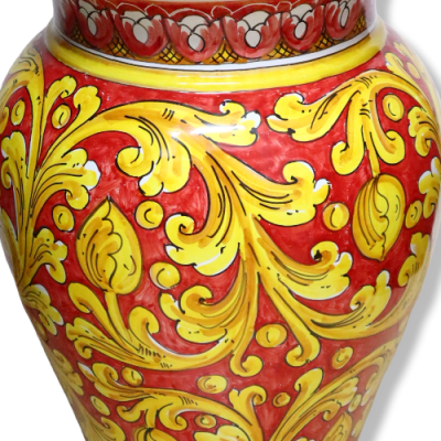 Grande jarra porta-guarda-chuvas, altura 50 cm aprox. Decoração barroca, fundo vermelho - 