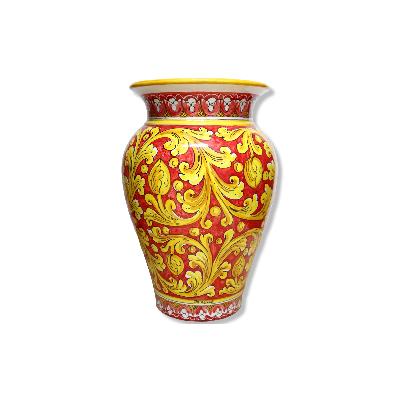 Grande jarra porta-guarda-chuvas, altura 50 cm aprox. Decoração barroca, fundo vermelho - 