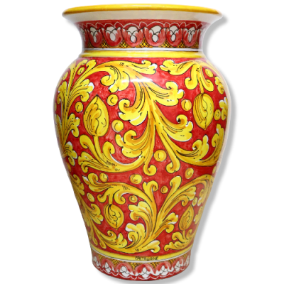 Großer Schirmständer, ca. H 50 cm, Barockdekor, roter Hintergrund - 