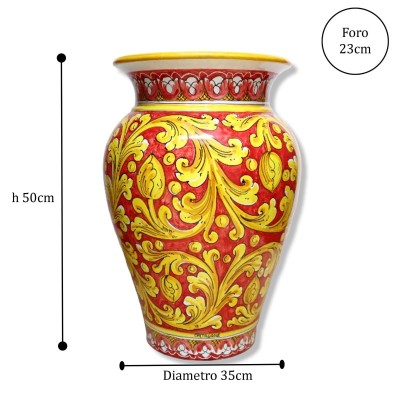 Grande jarra porta-guarda-chuvas, altura 50 cm aprox. Decoração barroca, fundo vermelho - 