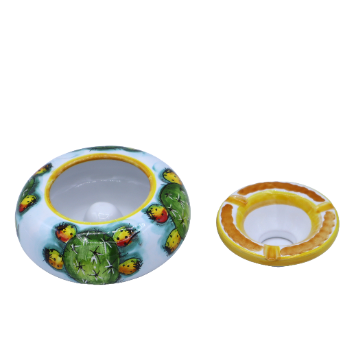 Aschenbecher aus Caltagirone-Keramik, verschiedene Größen und zufällige Dekoration, Mod GR -  2