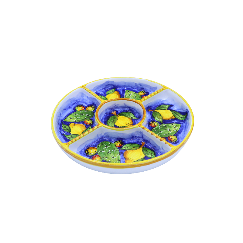 Round ceramic bowl of Caltagirone, dekoracje cytryny i fichidindia, diameter 30 cm approx. Mod GR - 