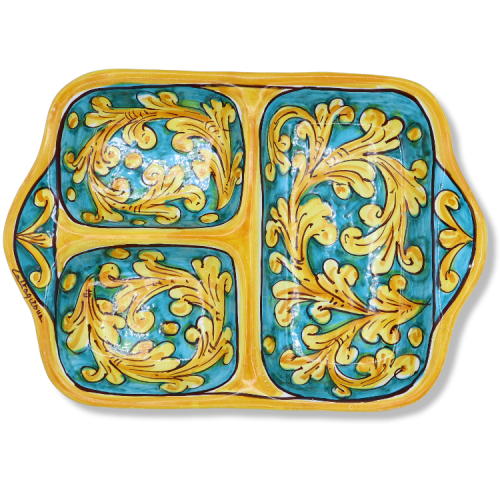 Prato retangular para aperitivos em cerâmica Caltagirone, várias decorações, C 35 cm x 25 cm aprox. Mod GR -  2