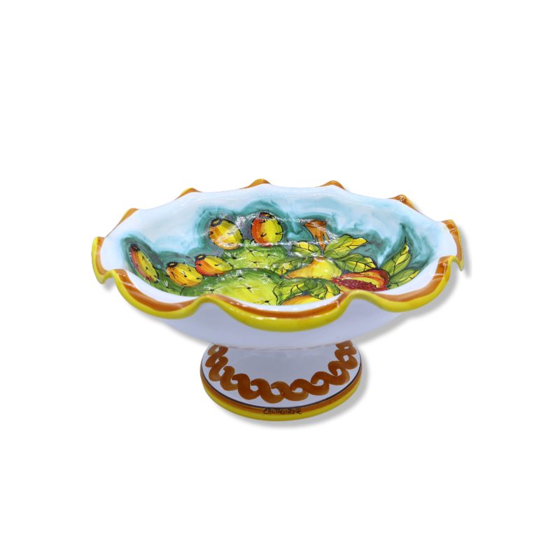 Soporte para pasteles de cerámica Caltagirone festoneado con tunas, limones, decoración de granada - d 40 cm aprox. Mode