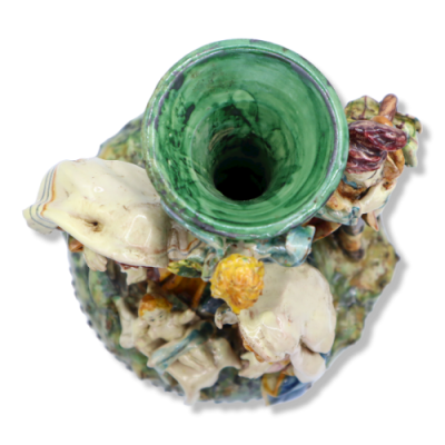 Crèche sur vase en céramique de Caltagirone richement décorée à la main, h 32 cm Mod SCR - 