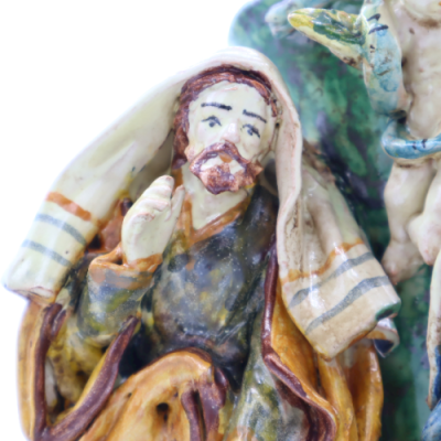 Crèche sur vase en céramique de Caltagirone richement décorée à la main, h 32 cm Mod SCR - 